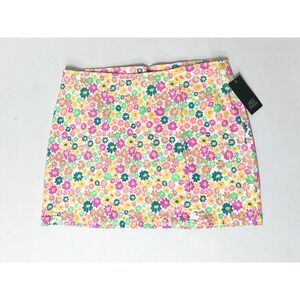 Wild Fable Floral Mini Skirt Womens Size 14 Colorful Flower Print Zip Back NWT